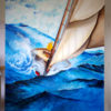 toile de bateau peinte à la main, marine, régate, belle toile