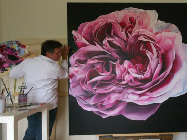 La Rose, peinture sur toile tendue, esquisse, dessin, peint à la main, œuvre originale